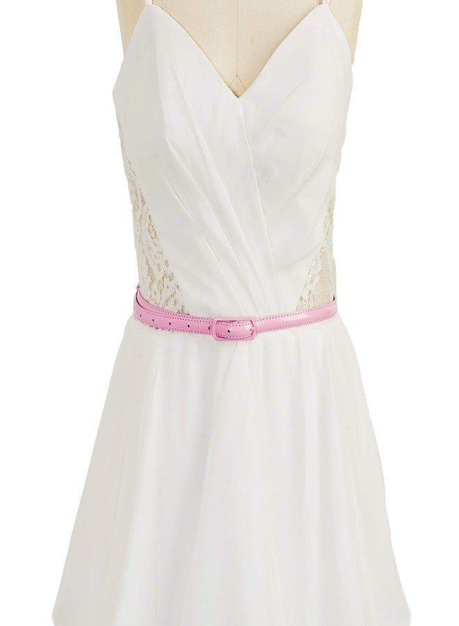 Selighting Women's Solid Color Faux Leather Skinny Belts for Dresses (One Size, Pink) - Image 2